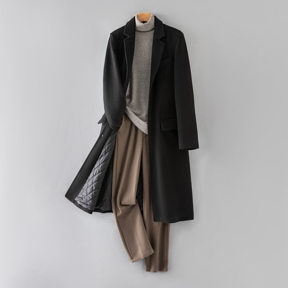 2025 new 100% wool coat, men's warm woolen coat, high-quality mulberry silk liner woolen coat, winter style