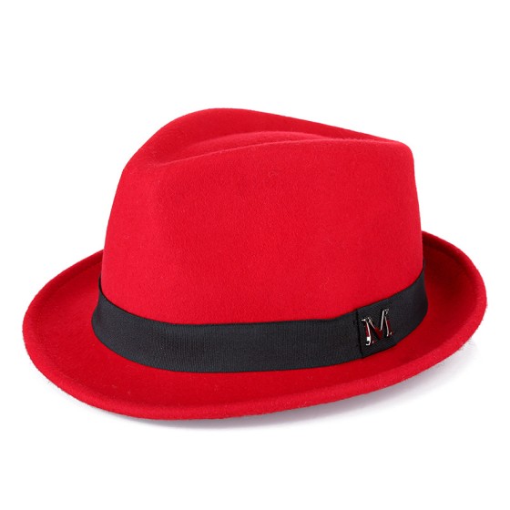Men's pure wool blue small top hat for middle-aged and elderly people