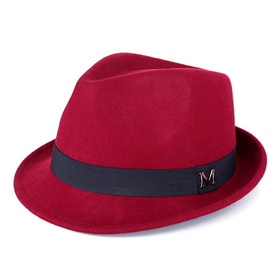 Men's pure wool blue small top hat for middle-aged and elderly people