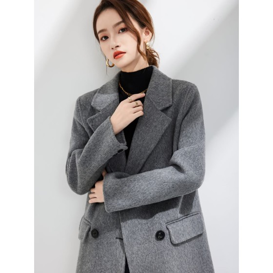 100% Pure Wool Double-Faced Wool Coat for Women